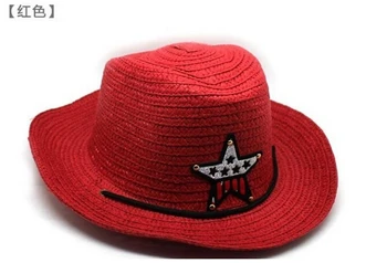10 шт./лот, детская соломенная ковбойская шляпа от Солнца для мальчиков и девочек, шапка со звездой, повседневные шляпы унисекс, мультяшная летняя шляпа от солнца, свободный размер