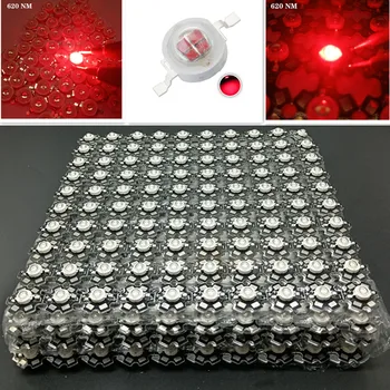 1000 1 Вт 3 Вт Высокомощных светодиодных чиповых Ламп SMD COB Diode LED С 20 мм звездообразными печатными платами Красного Цвета 620 нм