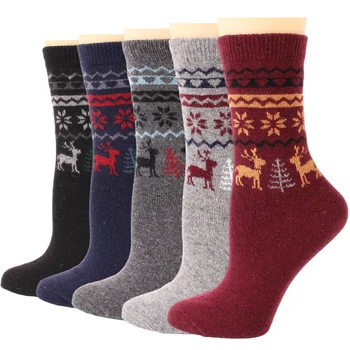 12 Пар зимних шерстяных носков для женщин, теплые толстые походные ботинки, уютные повседневные рабочие мягкие носки-платья с изображением животного Лося для холодной погоды