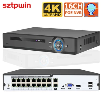 16CH 8CH 4K 8MP H.265 PoE NVR Рекордер Для HD 4K 3MP 4MP 5MP PoE IP-камеры с распознаванием лиц 48V ONVIF Видеонаблюдение