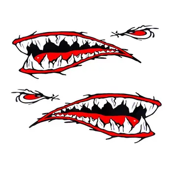 2 шт./лот Водонепроницаемый DIY забавный гребной каяк, гребная лодка, аксессуары для зубов акулы, наклейка для рта, виниловая наклейка для этикетки