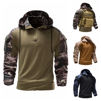 2022 новый мужской военный камуфляж тактический длинные-рукавами t-рубашка мода камуфляж с капюшоном с длинными рукавами свитер