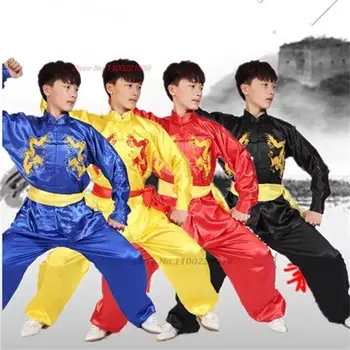 2023 китайская винтажная форма ушу тайцзи национальная вышивка дракона одежда для ушу кунг-фу восточные боевые искусства костюм Вин чун