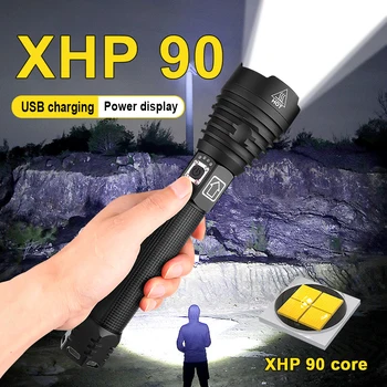 2023 НОВЫЕ Высокомощные светодиодные Фонари XHP90 Ultra Powe Torch Flash Lights Lanterna С USB Зарядкой Кемпинговая Перезаряжаемая Лампа EDC
