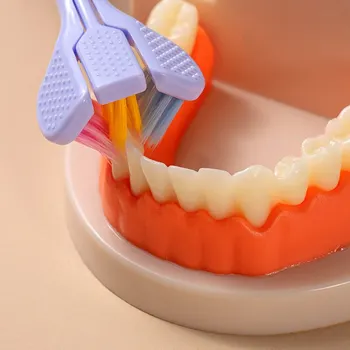 360 Градусов Трехслойная зубная щетка с мягкой щетиной Для ухода за полостью рта Безопасная Зубная щетка Для глубокой чистки зубов Портативная Дорожная Зубная щетка Для ухода за полостью рта
