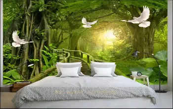 3d фотообои на заказ фреска девственный лес голубь солнечный пейзаж Роскошное украшение гостиной обои для стен 3d