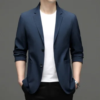 5917-2023 Мужской модный повседневный маленький костюм, корейская версия приталенного пиджака 66, однотонная куртка