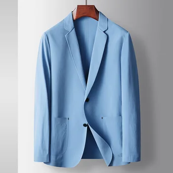 6542-2023 Костюм мужской тонкий повседневный солнцезащитный, эластичный маленький костюм весна-осень single west jacket
