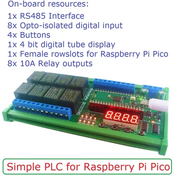 8-канальный RS485 PLC IO Расширяющая Плата Многофункциональный Модуль Реле задержки для RasPi RPI Raspberry Pi Pico Python C ++