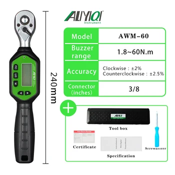 AWM-R Силиконовый Резиновый Регулируемый Предустановленный МИНИ цифровой динамометрический ключ Велосипедный инструмент для ремонта автомобилей Spanner10N.M ~ 100N.M1/4 