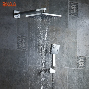 BAKALA 8-дюймовые смесители для тропического душа в ванной комнате Белая АБС-головка ручной душ для ванны Система душа 3