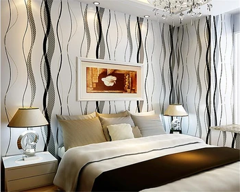beibehang papel de parede Современные Простые Волнистые нетканые 3D обои в вертикальную полоску с флокированием Фоновые обои для гостиной