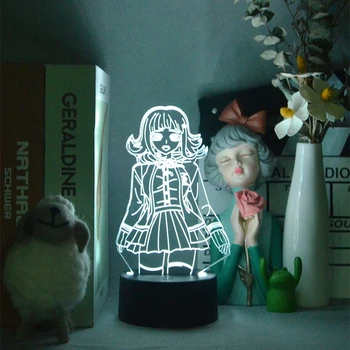 Chiaki Nanami 3D Лампы для Прикроватного Столика Danganronpa Night Light Настольная Установка для комнаты Светодиодное Атмосферное Освещение в стиле Ар-Деко Внутренняя Лампа