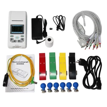 CONTEC ECG90A с сенсорным экраном, 12-канальный электрокардиограф для ЭКГ/ЭКГ-аппарата, программное обеспечение для ПК
