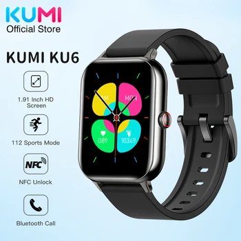 KUMI KU6 1,91 дюймовый HD Экран NFC Спортивные Умные Часы для Мужчин Женщин Bluetooth Вызов 110 + Спортивный Пульсометр IP68 Водонепроницаемый