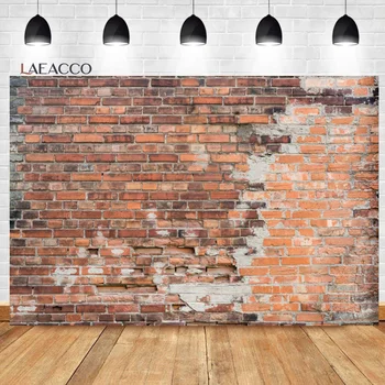 Laeacco, Фон для фотосъемки Старой красной кирпичной стены, Винтажная стена из битого кирпича, Фон для детского душа, День Рождения, Детский портрет