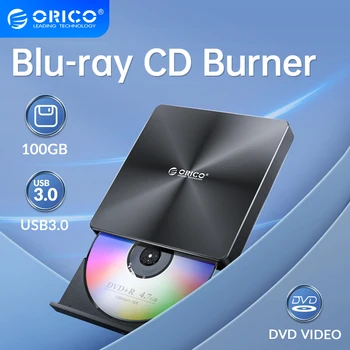 ORICO 100GB Blu-ray Портативный BD CD-плеер Проигрыватель CD-ROM CD Burner Writer Reader для Портативных ПК Windows blu-ray Player 4K