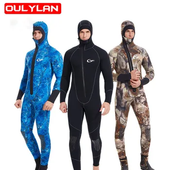 Oulylan 5 мм Неопреновый гидрокостюм Мужской, цельный, на молнии Спереди, с капюшоном, Водолазный костюм, сохраняющий тепло, костюм для серфинга, Гидрокостюм, Снаряжение для водных видов спорта