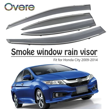 OVERE новый 1 комплект дымового козырька от дождя для Honda City 2009 2010 2011 2012 2013 2014 ABS Вентиляционные солнцезащитные дефлекторы Защитные аксессуары