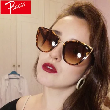 Psacss, винтажные солнцезащитные очки с большим кошачьим глазом, Женские солнцезащитные очки 2018, Женские модные роскошные брендовые дизайнерские солнцезащитные очки высокого качества в стиле ретро