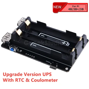 Raspberry Pi 4B/3B +/3B UPS RTC Кулонометр Батарея Светодиодный Индикатор Устройство Питания 2 USB Порта, Совместимые с батареей 18650