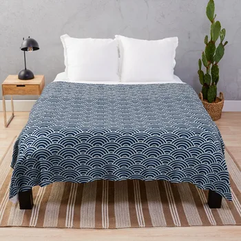 Seigaiha // Плед из японской коллекции, гигантский диван, вязаное одеяло, плед для дивана, спальный мешок, одеяло