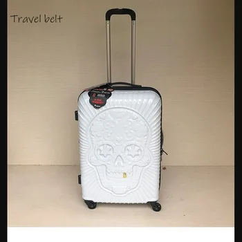 Travel Tale, индивидуальность, модный 19/24/28-дюймовый спиннер для багажа на колесиках, Брендовый дорожный чемодан с Большим золотым зубом Черепа