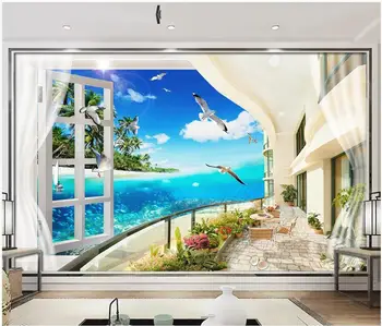 WDBH 3d обои на заказ фотообои Приморский пляж кокосовая пальма вид на море домашний декор 3d настенные фрески обои для стен 3 d