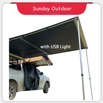 Автомобильная боковая палатка Sunnday из винилового материала со светодиодной подсветкой, непрозрачный тент, Портативный походный навес, блокирующий дождь, Автономное вождение
