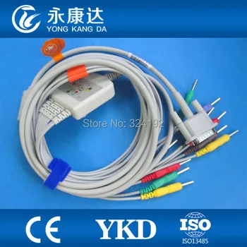 Бесплатная доставка Совместимый кабель ЭКГ с 10 проводами, кабель ЭКГ пациента с проводами Din 3.0