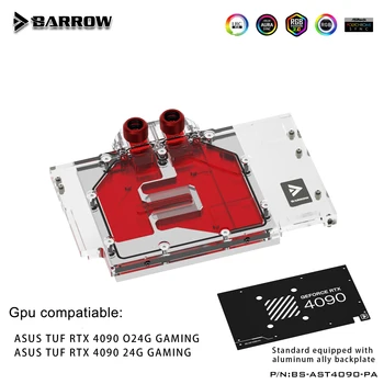 Блок водяного охлаждения графического процессора Barrow Для охладителя игровой видеокарты ASUS TUF RTX 4090 O24G/24G С задней панелью, BS-AST4090-PA