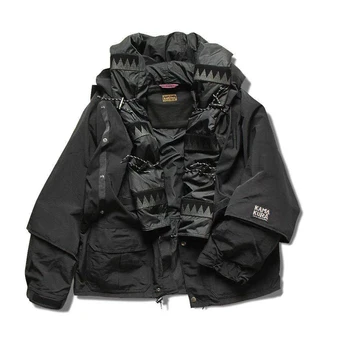 Водонепроницаемая и ветрозащитная Многофункциональная Свободная куртка 20AW KAPITAL в Японском Стиле, Сшитая в стиле Ретро, Мужское Популярное Черное Повседневное Пальто