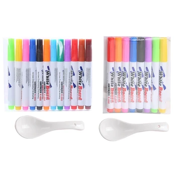 Волшебные ручки для рисования водой с ложкой, Стираемые цветные маркеры для доски, ручки для детской школьной художественной росписи, изготовление открыток