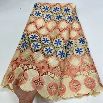 Вышитое гипюровое кружево, Африканский Купион, Кружевная ткань в стиле шитья, Элегантная Повседневная Традиционная одежда TS1987
