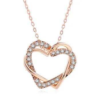 Двойной Справедливый Кристалл Inifinity Подвески в виде Сердца, Ожерелья для Женщин, Циркониевые Свадебные Украшения для Помолвки, подарок Подруге DFN062
