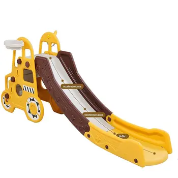 Детская горка EALING BABY - Игрушка для скалолазания в помещении и на открытом воздухе с баскетбольным кольцом для детей 3-5 лет - Желтый