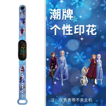 Детские часы Disney Frozen Elsa с мультяшным принтом Микки и Минни, светодиодные водонепроницаемые электронные детские часы, подарки на День рождения