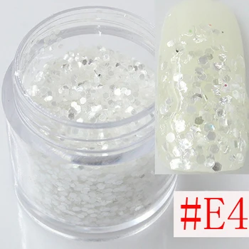 Дизайн ногтей Коренастый * Лед * 1 мм Серебристо-Белый Шестигранный Блеск Для Смешивания Пудры С Кончиком Горшка, #1324AE14