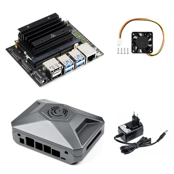 Для Jetson Nano 4GB Developer Kit AI Development Board Комплект с модулем + Радиатор + Чехол + Вентилятор 4010-5V + Адаптер питания (штепсельная вилка ЕС)