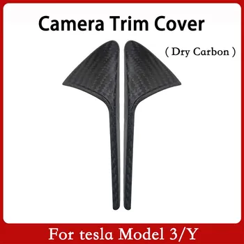 Для Tesla Модель 3 Y Аксессуары из сухого углеродного волокна Model3 2021 Боковые стандартные наклейки на листовую доску Боковая защитная крышка камеры