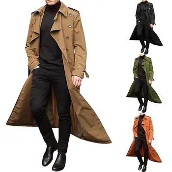 Европейская и американская мужская удлиненная ветровка, модное повседневное пальто для мужчин