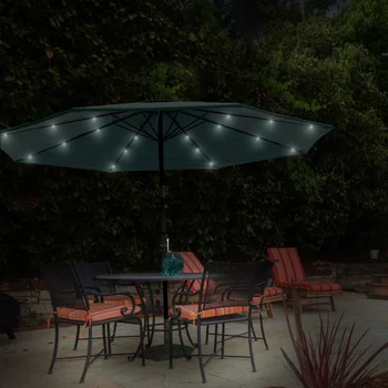 Зонт для патио – 10-футовый абажур со светодиодными лампами на солнечных батареях от Pure Garden (зеленый) зонтик для пляжа