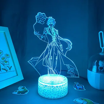 Игровая фигурка Genshin Impact Zhongli 3D Светодиодные ночники Подарок на День Рождения для Друзей Декор стола в спальне Лавовые лампы Genshin Impact