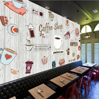 Изготовленный На Заказ Любого Размера Кофейня Кафе Ресторан Промышленный Декор Фон Настенная Роспись Обои 3D Послеобеденный Чай Снэк-Бар Обои 3D