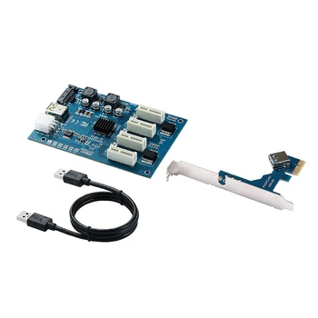 Карта-адаптер PCI-E 1X для PCIE с 4 слотами Карта-адаптер расширения PCI Express с 1-4 Слотами PCIe Адаптер-райзер с портом 6Pin/SATA 15Pin