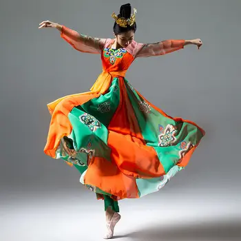 Китайские Танцевальные Костюмы для женщин Традиционное Национальное Сценическое представление, Классическая Танцевальная Одежда Династии Тан, Женская Одежда