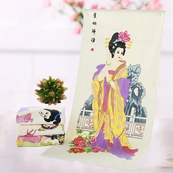 Креативное красочное полотенце становится красивым под воздействием теплой воды, Женские чайные полотенца в японском стиле, Древняя картина красоты