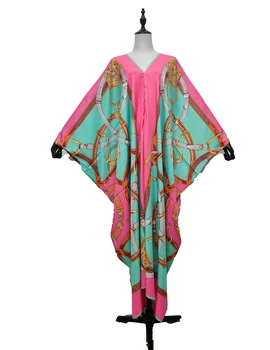 Кувейтское Модное Розовое Богемное Шелковое платье-кафтан с V-образным вырезом и рукавами 