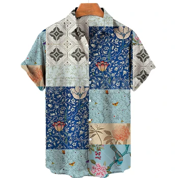 Летние гавайские рубашки, мужской топ, пляжная ветровка, рубашка Унисекс, Модные повседневные Свободные удобные дышащие блузки с коротким рукавом