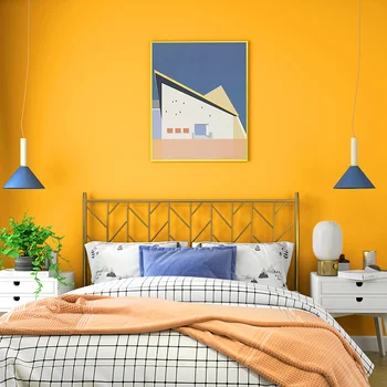 Лимонно-желтые обои теплый желтый гостиная спальня сплошной цвет однотонный современный простой скандинавский ТВ фон обои